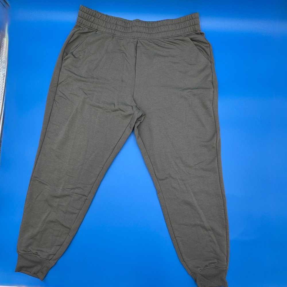 Athletic Works Womens Army Green Fleece Jogger Sweatpants Size L 12-14‎ Pockets